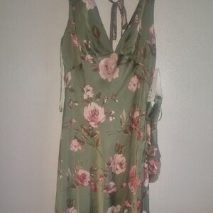 Elegant Floral Green Dress